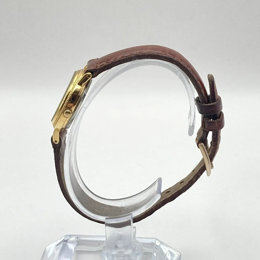 Vintage Lorus Women's Watch 24mm Gold Tone V811-1920 Brown Band New Battery 8.5